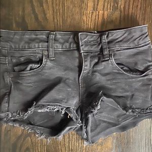 American eagle distressed black shorty shorts